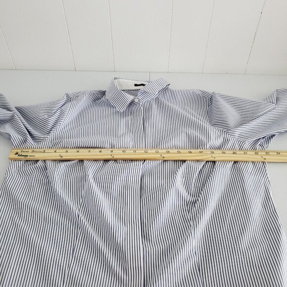 Talbots Womens Blue Striped Button Front Top Size 16W Petite Wrinkle Resistant - Picture 4 of 8